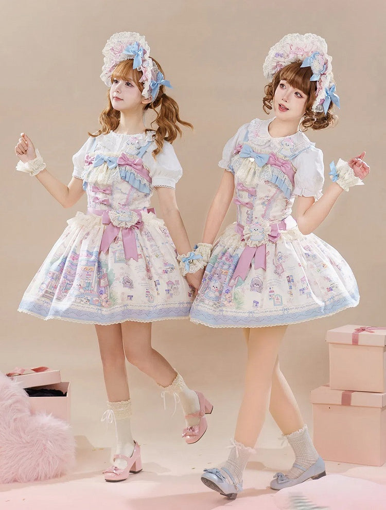 Decorated Blue Bonnet Pink and Bows