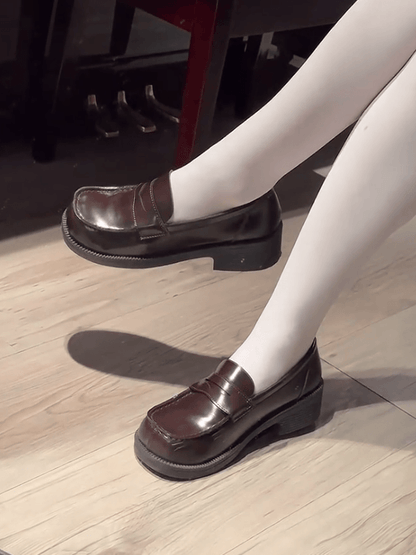 Fit Braune Loafer im Preppy-Design 4,5 cm mit stylischem Slip-in-Absatz