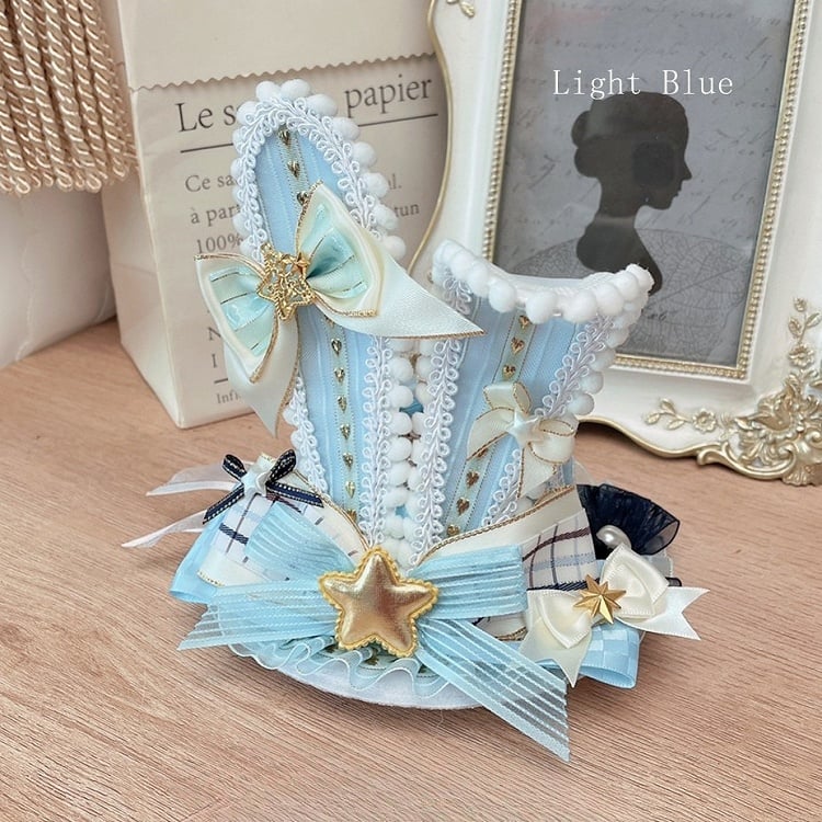 Bowknot Star Blue Decorated Hat Bunny Dark/Light Ears Mini Details