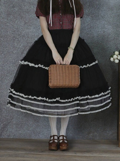 Black Lace Trim Tiered Underskirt - Tiny Garden