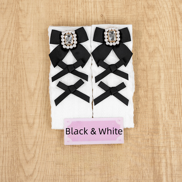 with Square 6 Jirai Rhinestone Socks Decoration Bow Calf Kei Colors