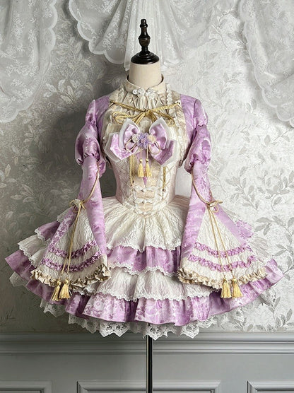 ジャカードパープルボレロローブタッセル