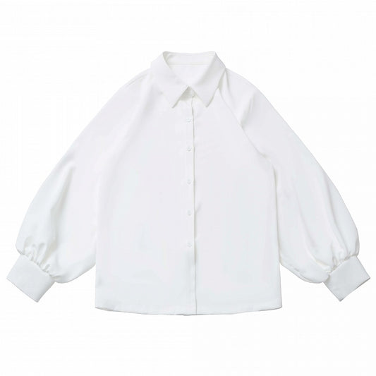 シャツ チャイナドレススタイル ホワイトシャツカラー/ノッチカラー ルーズ
