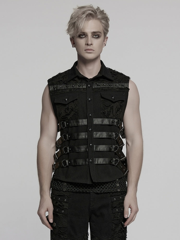 Vest Men's Black Cyberpunk