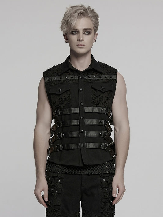 Vest Men's Black Cyberpunk