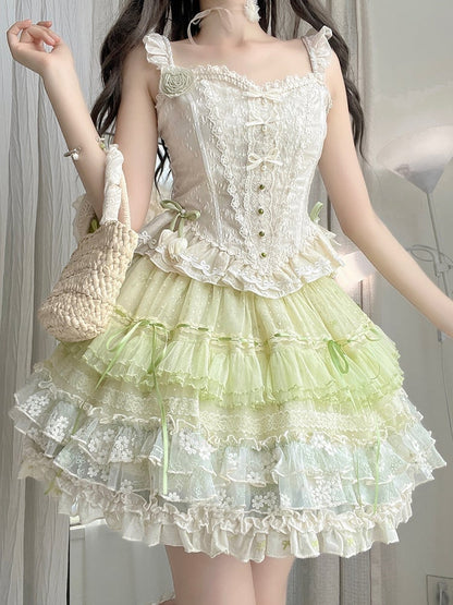 Ivory Bead Boned Corset Top Heart Jacquard Fabric - Amor Design
