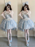 Hem Train Lace + Blue Bow JSK Only / Ruffle Lolita Dress Multi-Layered
