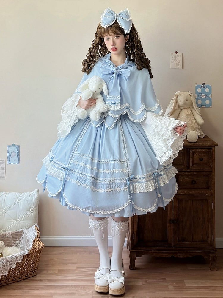 ケープイヤーフード付きバニーブルー