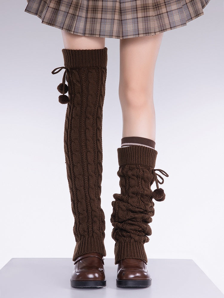 4 Knitted with Decorations Pom-Pom Warmers 65CM Colors Leg