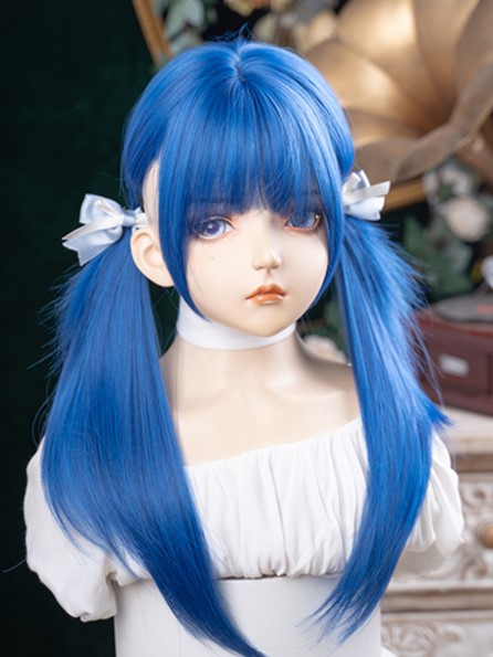 Bangs Wig 63CM Blue With Length Straight Full