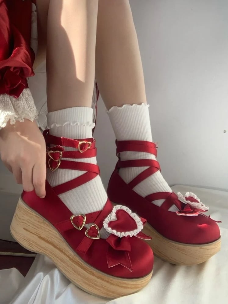 Decor Wine Wood 6.5cm Lolita - Sweet Janes Mary Bottom Heart Convertible Red with