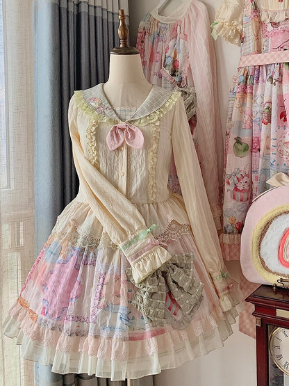 うさぎ耳バックチューリップセーラーカラー長袖ブラウス