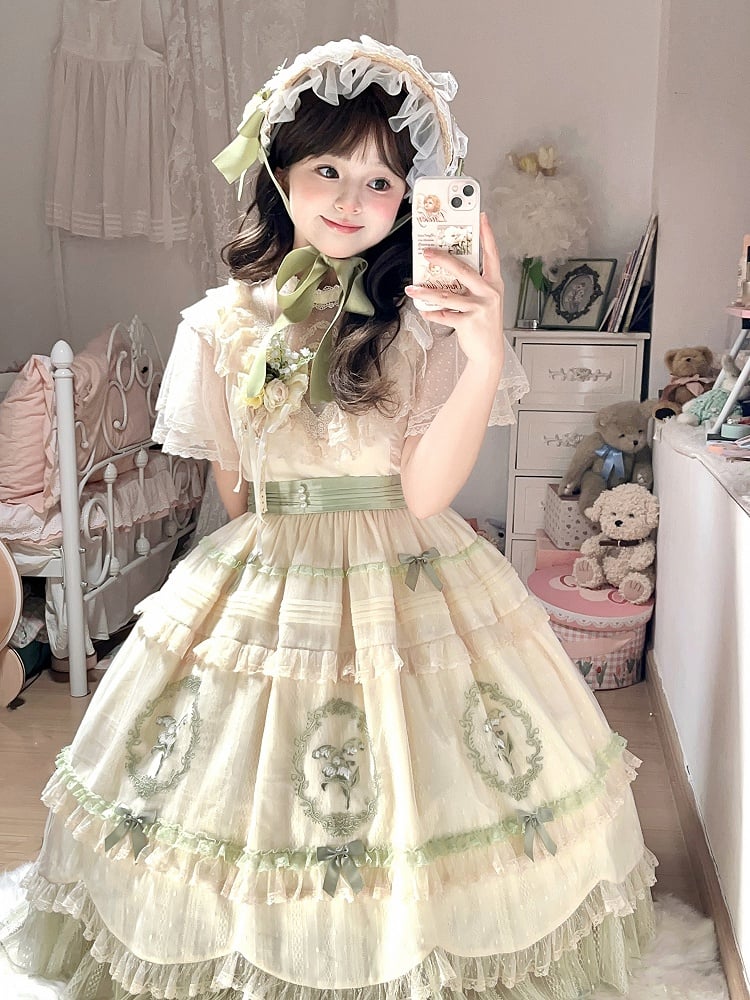 der Stickerei Voll Elegant Lily Neck Rock / von OP Lolita Kleid Set Valley Classic Edward