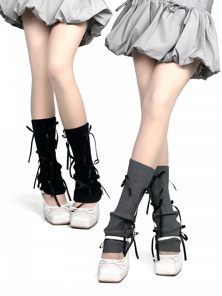 Calf Bow Decorated 8 Leg Warmers Colors -