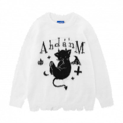 Cozy Kitten Furry Sweater - Perfect for Fall and Winter Black/White