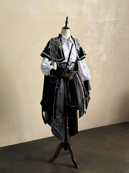 Black & Silver Chinoiserie Lolita Full Set with Cape - YING YUE