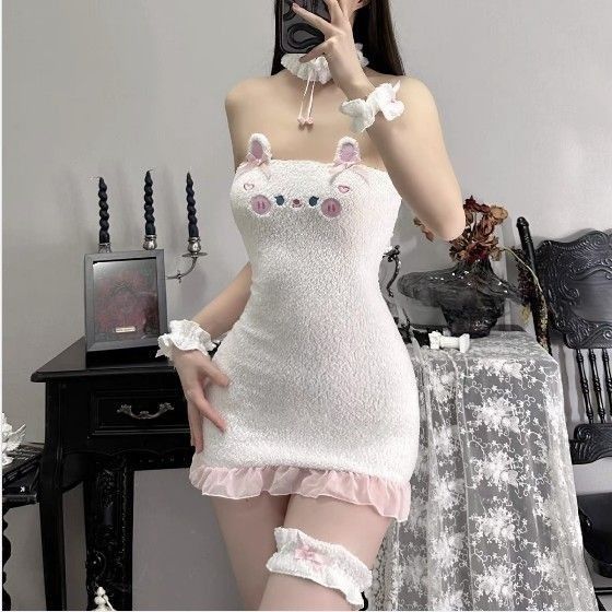 Sweet Bunny & Kitty Strapless Bodycon Dress