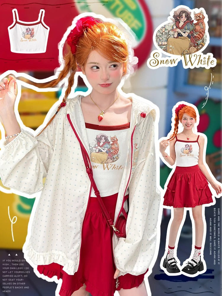 日焼け防止ジャケット ベアバイブス スノーフード ホワイト 水玉耳デザイン ホワイト 愛らしい