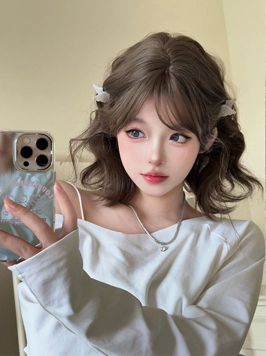 ウェーブウィッグ 35cm ブラウン 長さ エアバングス