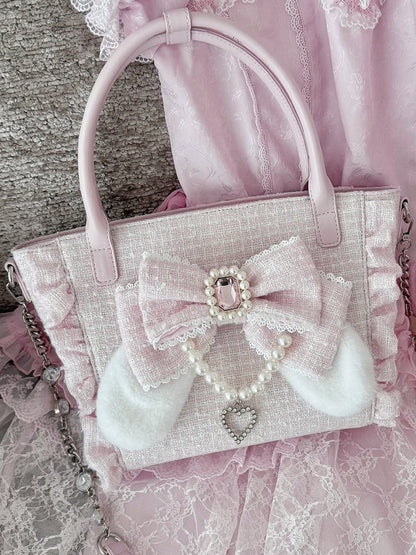 Ear Bow Shoulder/Crossbody/Handbag Pink Plush Elegant Lolita Bunny -
