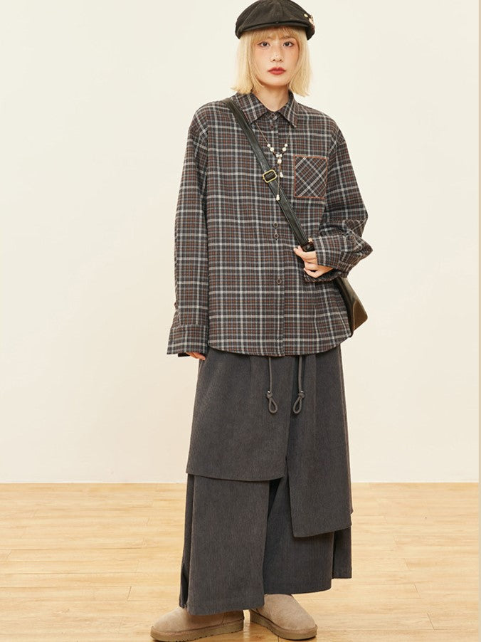 Wide-leg Cut Dark Design Pants Asymmetrical Gray