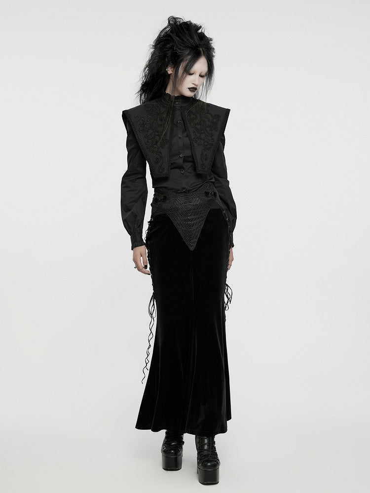 Wide Shirt Shoulder Retro Goth Black