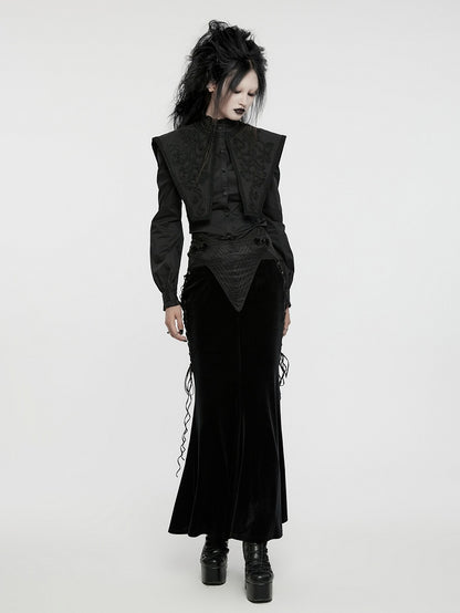 Wide Shirt Shoulder Retro Goth Black