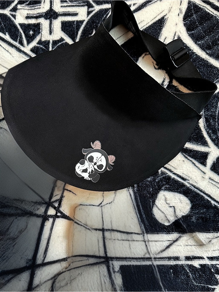 Protection Hat and Reaper Black Grim With Gothic White Print Sun