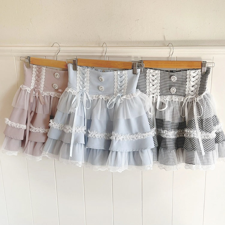 Layers Kei Skirt: Tiered Houndstooth Jirai