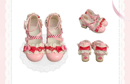 Jane Mary Sweet Lolita Shoes Strawberry Raspberry Cake Pink