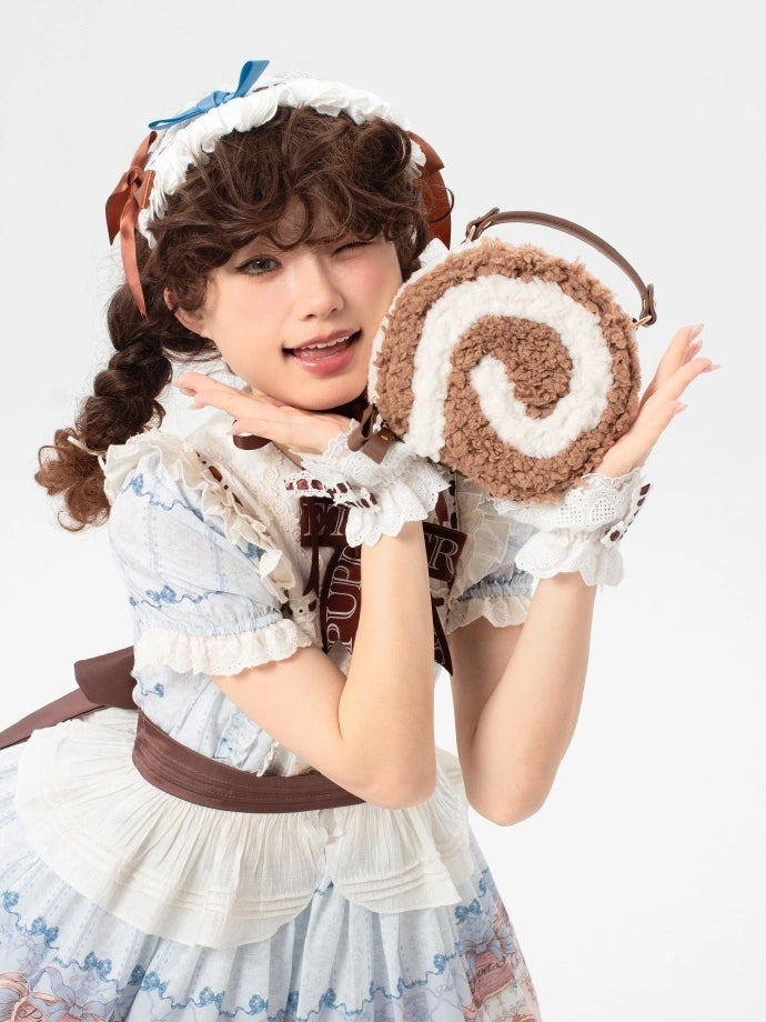 Dessert - Style Shoulder Sweet Plush Round Bag Dark Brown Lolita Kawaii