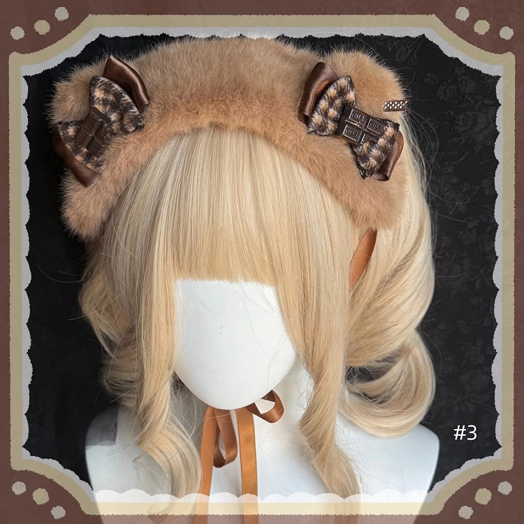 Lolita 12 Mini Hairband Chocolate Hairclip Brown KC Options Element / Bear Ring Hat