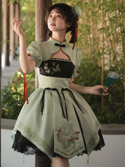 Print Big + Dress Apron Bow Short China