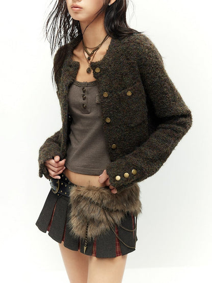 Studded Belt Plush Punk Decoration Chain Black with