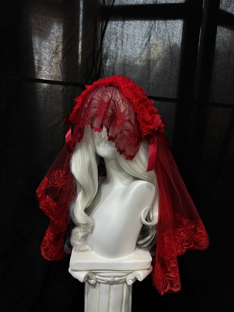 Gothic Hairband Veil with Lace Details - Custom Made Earrings