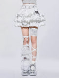 Elastic and Ruffle with Bubble White Tiered Waistband Hem Skirt