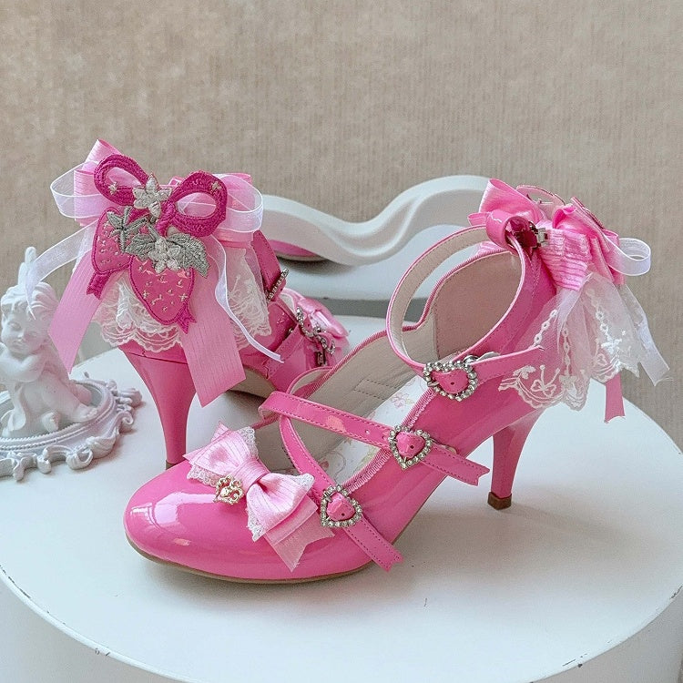 Lolita Elegante Heels in Schleife Barbie mit rosa Oberteil