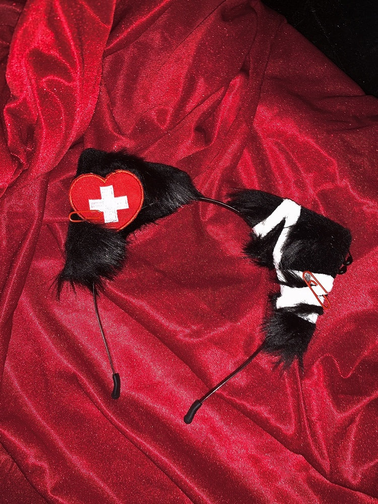 黒闇かわいい猫耳ハートクロスKC