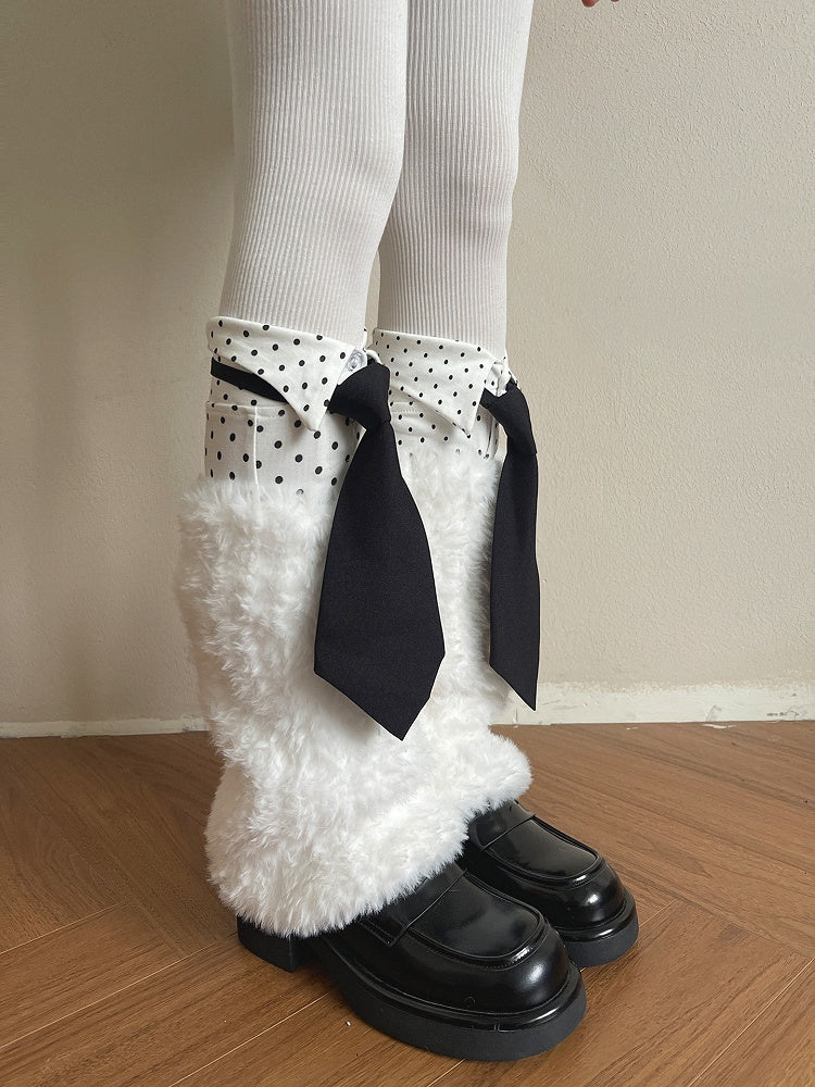Fur Leg White Faux Plush Warmers