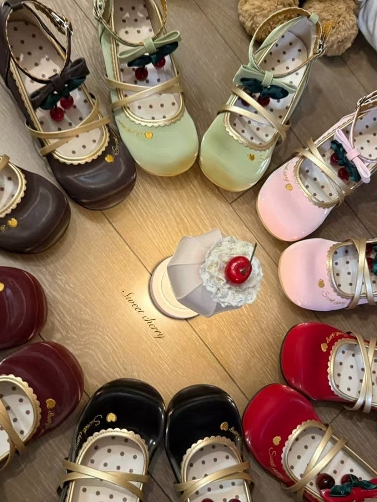 Dark Snap Toe Design Straps Lolita Mary - Round Brown Heart Crossed Sweet Janes