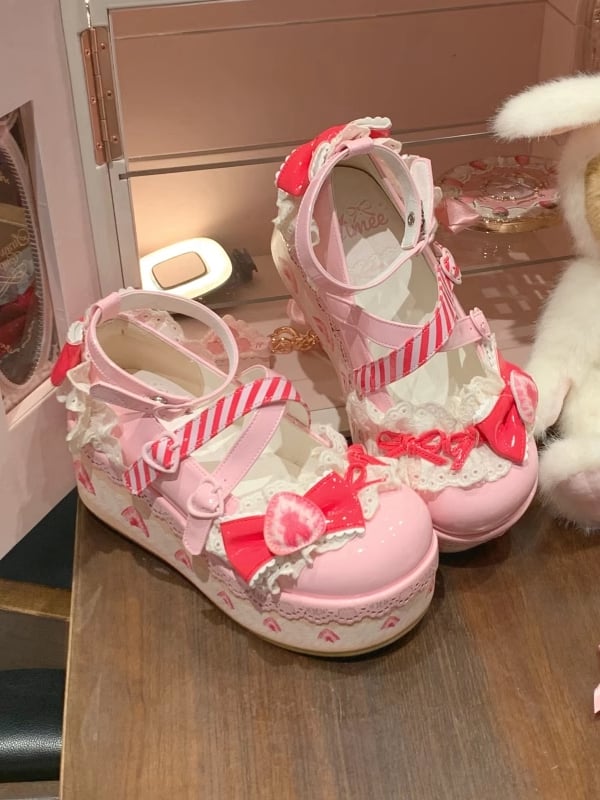 Raspberry Jane Shoes Lolita Strawberry Sweet Platform Mary Pink Cake