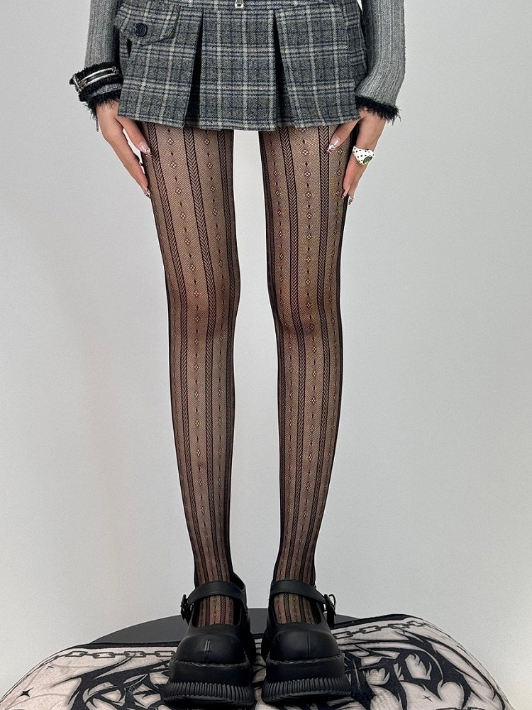 Pattern Y2K Color Floral Options Tights 6 Details Striped