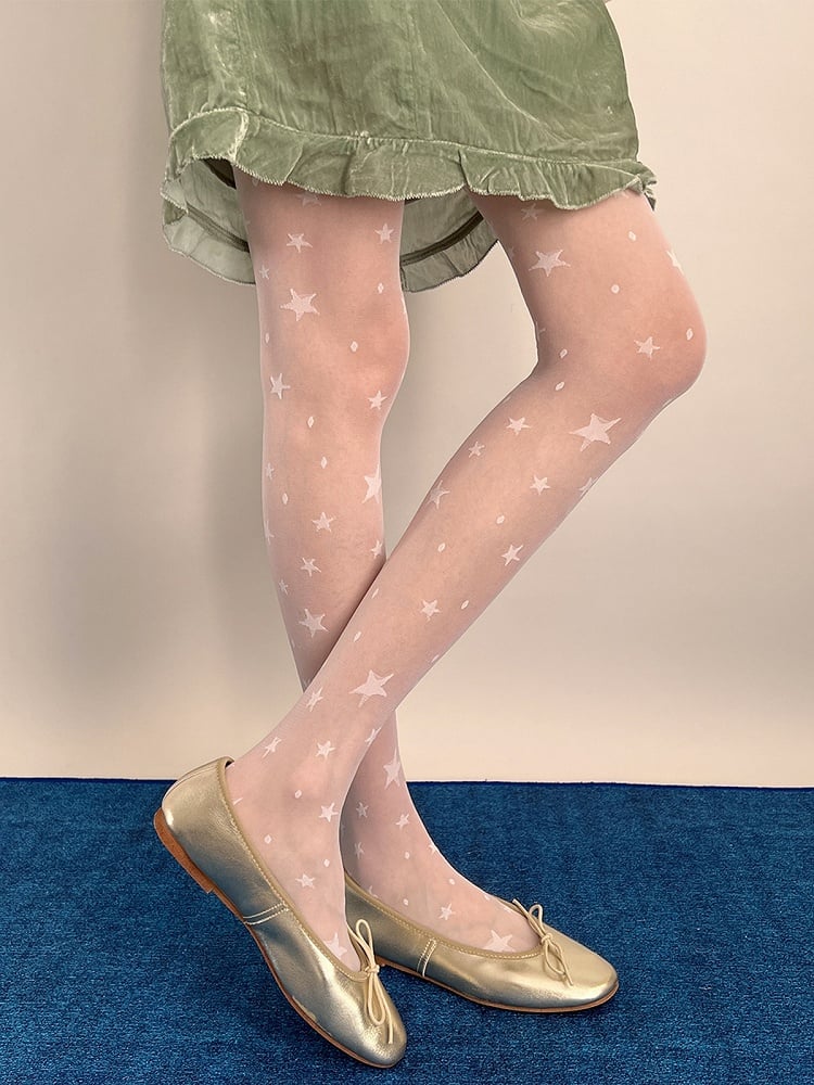 Print Pantyhose Dot Star Sheer