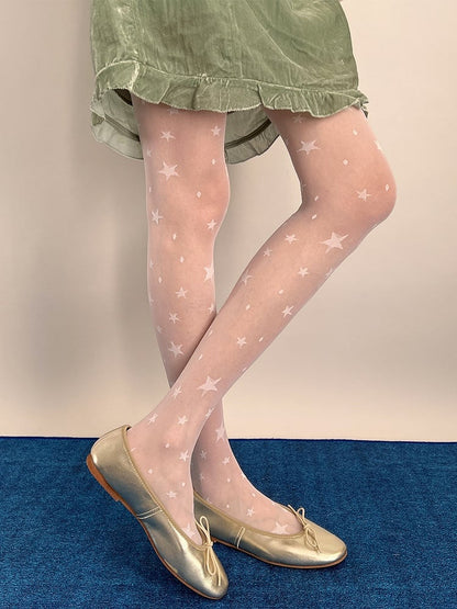 Print Pantyhose Dot Star Sheer