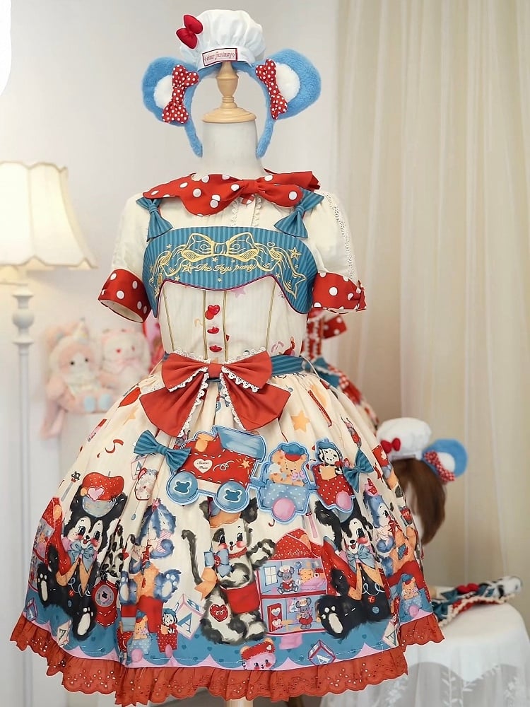 Puppy's Toy House Creamy High Waist Sweet Lolita JSK / Full Set