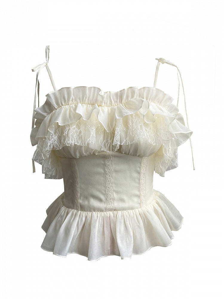 Top Off-the-shoulder Ruffle White Elastic Neckline