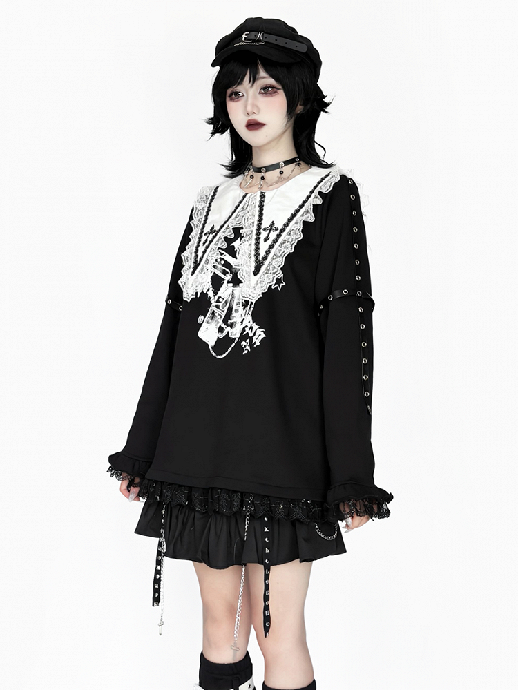 Pendants Edgy with Black Punk Chain Cross and accents Choker