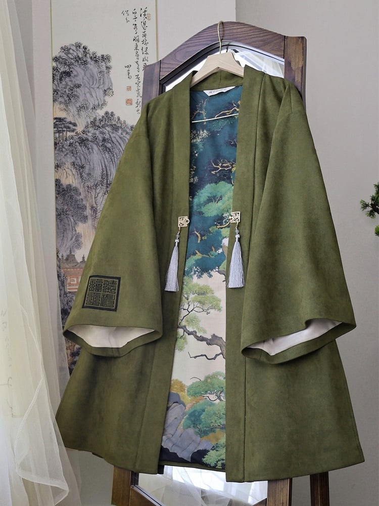 Chinese in Unisex Green - Jacket Long Style Sleeve Embroidery