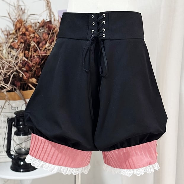 Circus Pink Waist Waistcoat Vibes Lolita Shorts Collar + High Black and Ouji Knickerbockers Blazer