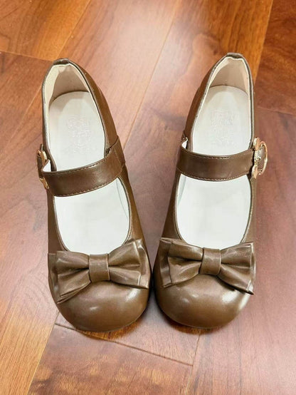 PU Sweet Accents Janes nœud marron - Mary Bout rond